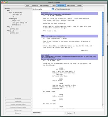 MovieWriterPro — Mac script view