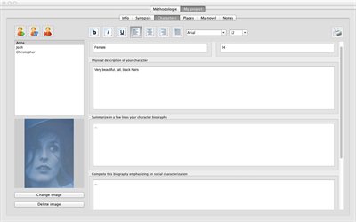 Novel Writer — character sheets