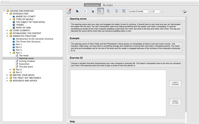 Novel Writer — lessons and exercises